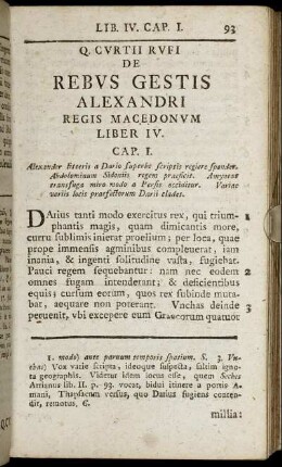 Q. Curtii Rufi De Rebus Gestis Alexandri Regis Macedonum Liber IV.