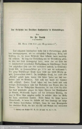 Zur Geschichte des Deutschen Buchhandels in Siebenbürgen