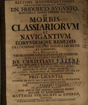 De Morbis Classiariorvm Et Navigntivm Eorvndemqve Remediis