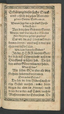 ... und erstlich der zehen Wort oder gebott Gottes ...
