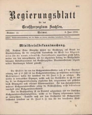 53. Ministerialbekanntmachung, betreffend die Wahlen zur neunten ordentlichen Landessynode