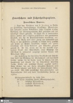 Feuersichere und Sicherheitspapiere