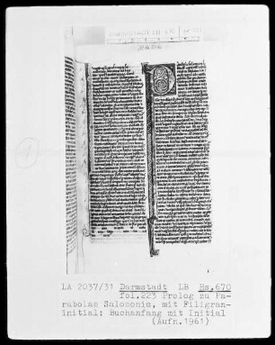 Biblia sacra — Initiale P, Folio 223 recto