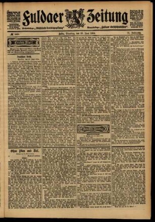 Erste Ausgabe vom Dienstag, den 28. Juni 1904.