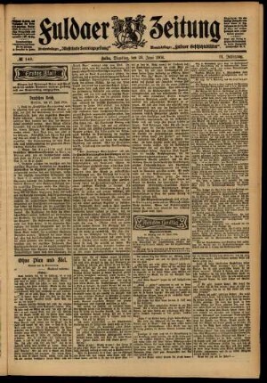 Erste Ausgabe vom Dienstag, den 28. Juni 1904.