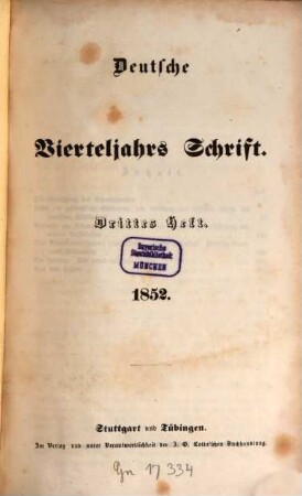 Deutsche Vierteljahrs-Schrift. 1852,3/4