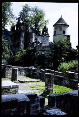 Hirsau: Schlossruine mit den von Ludwig Uhland besungenen Ulmen, mit Klosterruinen