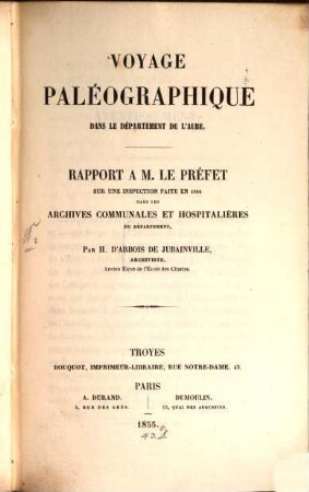Voyage paléographique dans le département de l'Aube