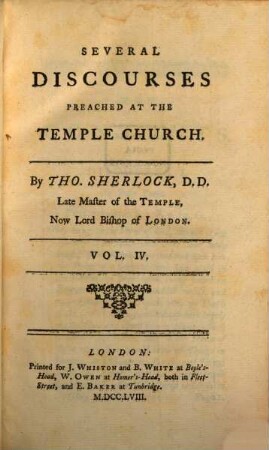 Several Discourses Preached At The Temple Church, 4