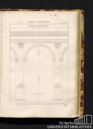 Pl. 29. Ordre Corinthien. Portique avec Piédestal.
