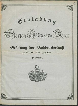 [12.]: Einladung zur Vierten Säkular-Feier der Erfindung der Buchdruckerkunst