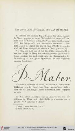 Das Nachlass-Inventar von Jan de Maber