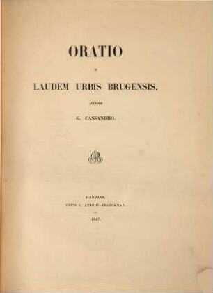 Oratio in laudem urbis Brugensis
