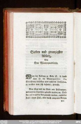 Sieben und zwanzigster Absatz, Von Den Winterquartieren.
