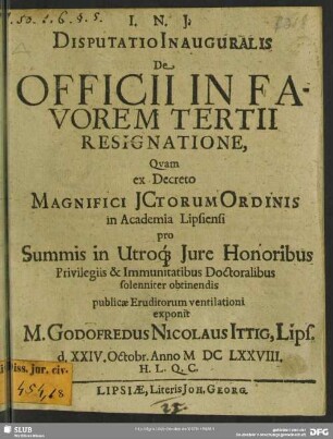 Disputatio inauguralis de officii in favorem tertii resignatione