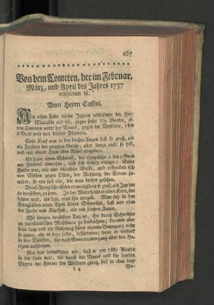 Von dem Cometen, der im Februar, März, und April des Jahres 1737 erschienen ist.