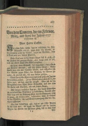 Von dem Cometen, der im Februar, März, und April des Jahres 1737 erschienen ist.