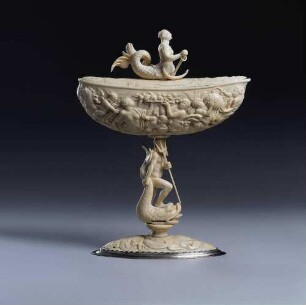 Deckelgefäß mit Neptun