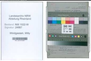 Entnazifizierung Willy Windgassen , geb. 24.03.1920 (Kaufmaennischer Angestellter)