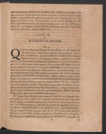 Caput II. De Attributis Divinis