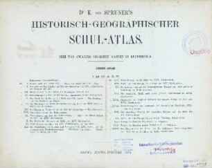 Dr. K. von Spruner's historisch-geographischer Schul-Atlas : drei und zwanzig colorirte Karten in Kupferstich