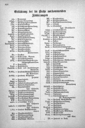 Erklärung der im Buche vorkommenden Abkürzungen
