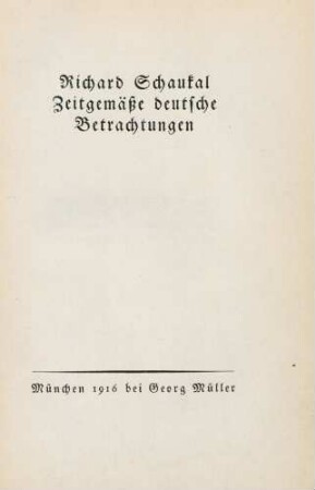 Zeitgemäße deutsche Betrachtungen