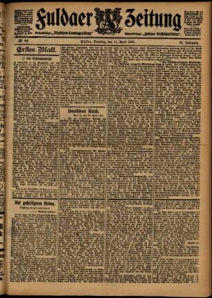 Erste Ausgabe vom Dienstag, den 11. April 1905.