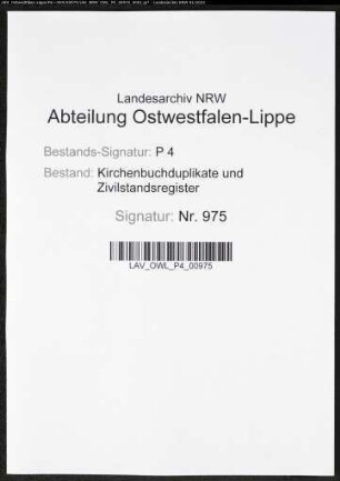 Zivilstandsregister von Enneperstraße (A 1812). (Gemeinde: Enneperstraße)