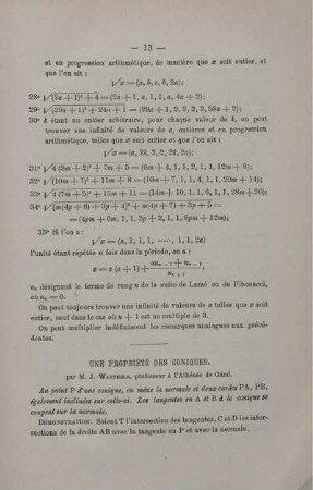 UNE PROPRIÉTÉ DES CONIQUES.