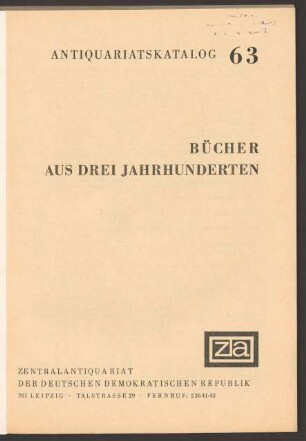 Nr. 63: Bücher aus drei Jahrhunderten