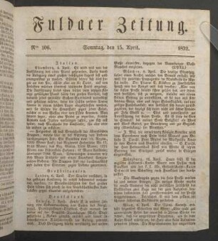 Sonntag, den 15. April. 1832