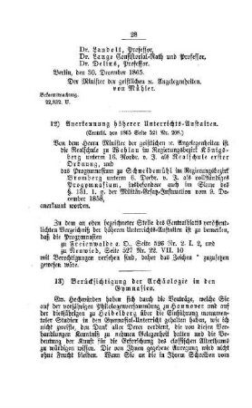 Anerkennung höherer Unterrichts-Anstalten : [III. Gymnasien und Realschulen]