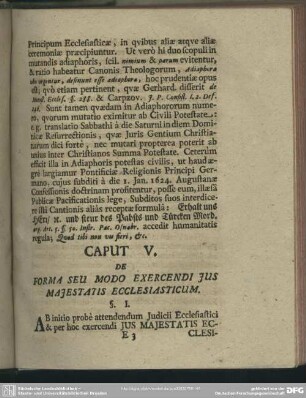 Caput V. De Forma Seu Modo Exercendi Ius Maiestatis Ecclesiasticum