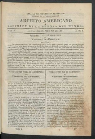 Número 3. - Buenos Aires, Julio 20 de 1847.