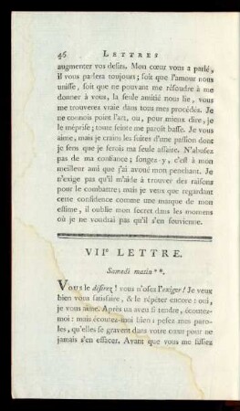 VIIe Lettre. Samedi matin**.