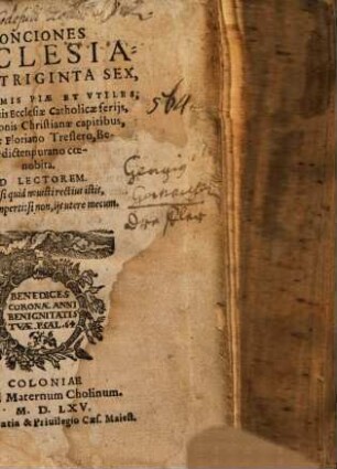 Conciones Ecclesiasticae Triginta Sex ... de praecipuis Ecclesiae Catholicae ferijs ...