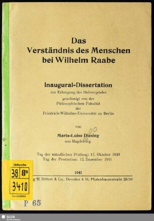 Das Verständnis des Menschen bei Wilhelm Raabe