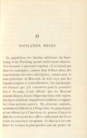 II. Population, Moeurs