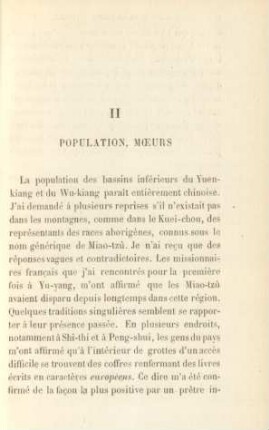 II. Population, Moeurs