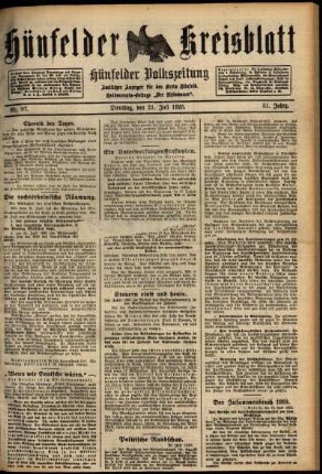 Ausgabe vom Dienstag, den 21. Juli 1925.