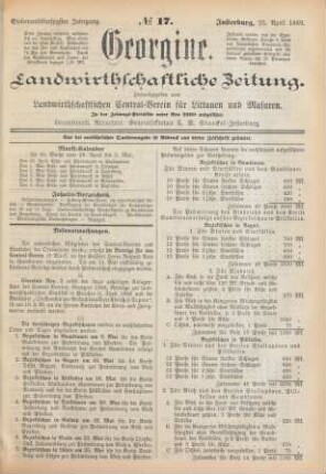 Siebenundfünfzigster Jahrgang. No. 17. Insterburg, 25. April 1889.