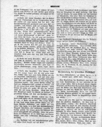Versammlung der helvetischen Gesellschaft der Natur=Wissenschaften, zu Zürich den 6., 7., 8. October 1817