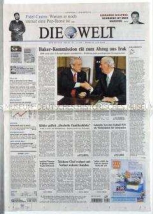 Tageszeitung "Die Welt" u.a. zum Abschlussbericht der Baker-Kommission über die Zukunft der US-Truppen im Irak
