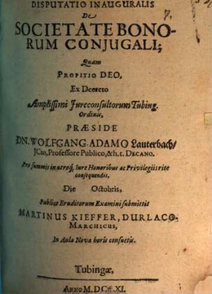 Disputatio Inauguralis De Societate Bonorum Conjugali