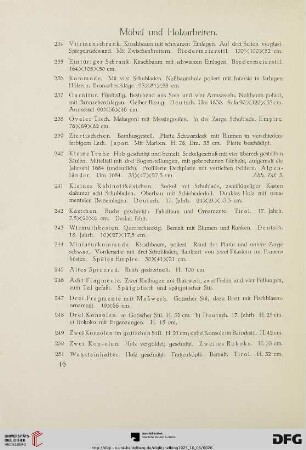 Möbel und Holzarbeiten (Nr. 234-251)