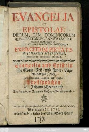 Evangelia Et Epistolae Dierum, Tam Dominicorum Qua Festorum Anniversariae