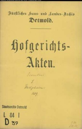 Derenthal, Johann gegen Christoph Friedrich Westphalen - Schuldforderung
