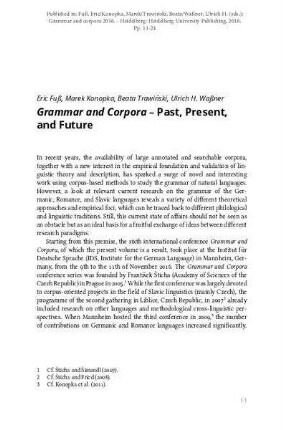 Grammar and Corpora – past, present, and future