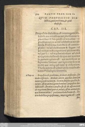 Quid Propositio Dialectica, quid problema, & quid thesis sit. Cap. III.